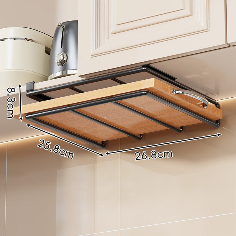 Under-Cabinet Bamboo Shelf with Multi-Hook Mug, Lid and Utensil Organizer