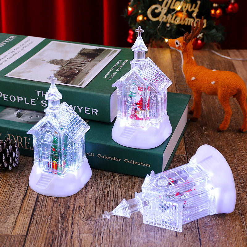 Decorative Christmas lantern with snowman scene