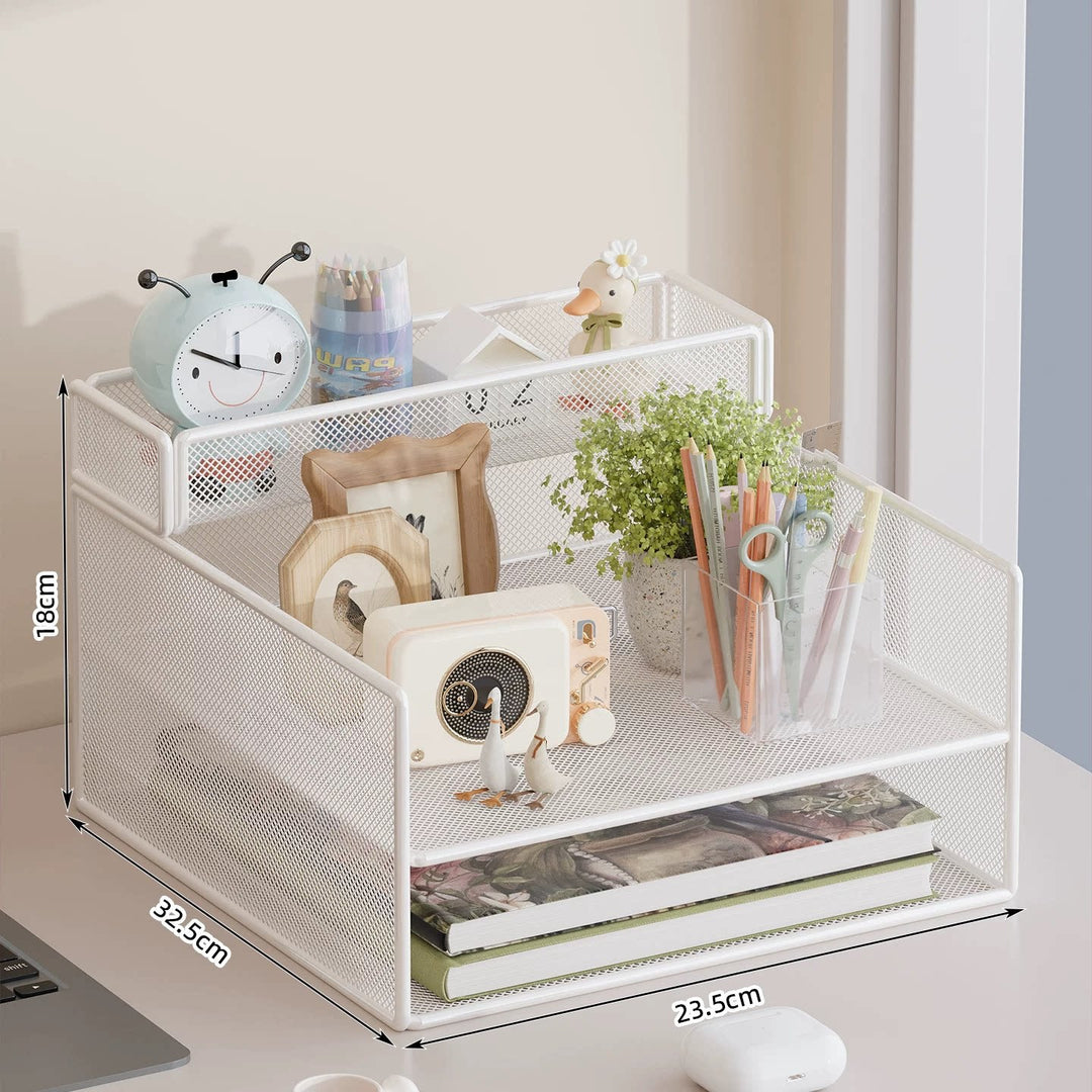 Multi-tier mesh desktop organizer with document holders