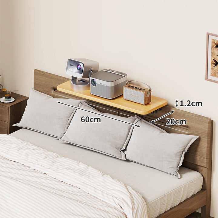 Wall-Mounted Slim Floating Headboard Shelf with Rounded Corners and Concealed Brackets