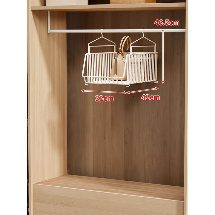 Over-Rod Double Tier Hanging Closet Wire Basket Organizer with Removable Baskets