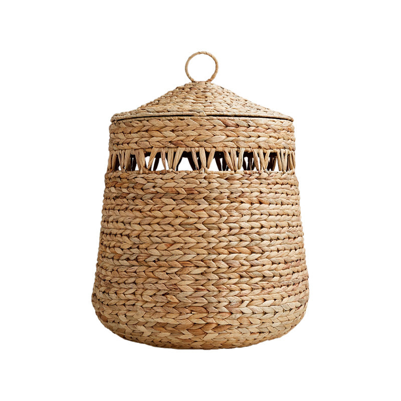 Handwoven storage basket with lid
