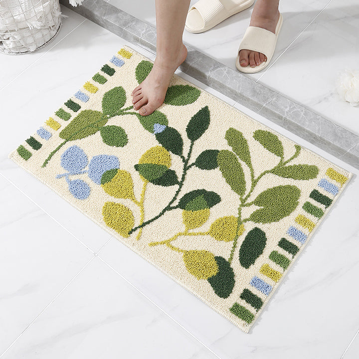 Floral Patterned Bath Mat for Bathroom