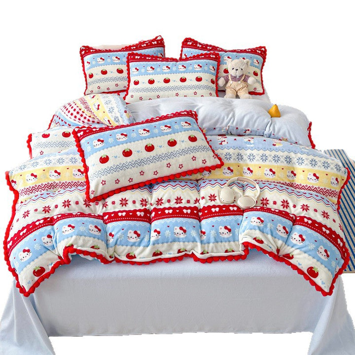 Plush Floral Print Bedding Set