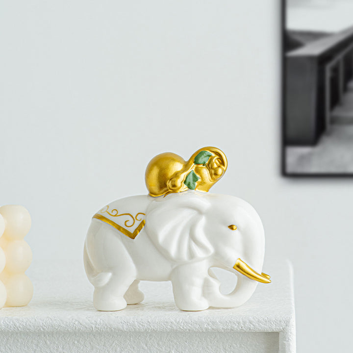 Elegant elephant figure made of high-quality ceramic