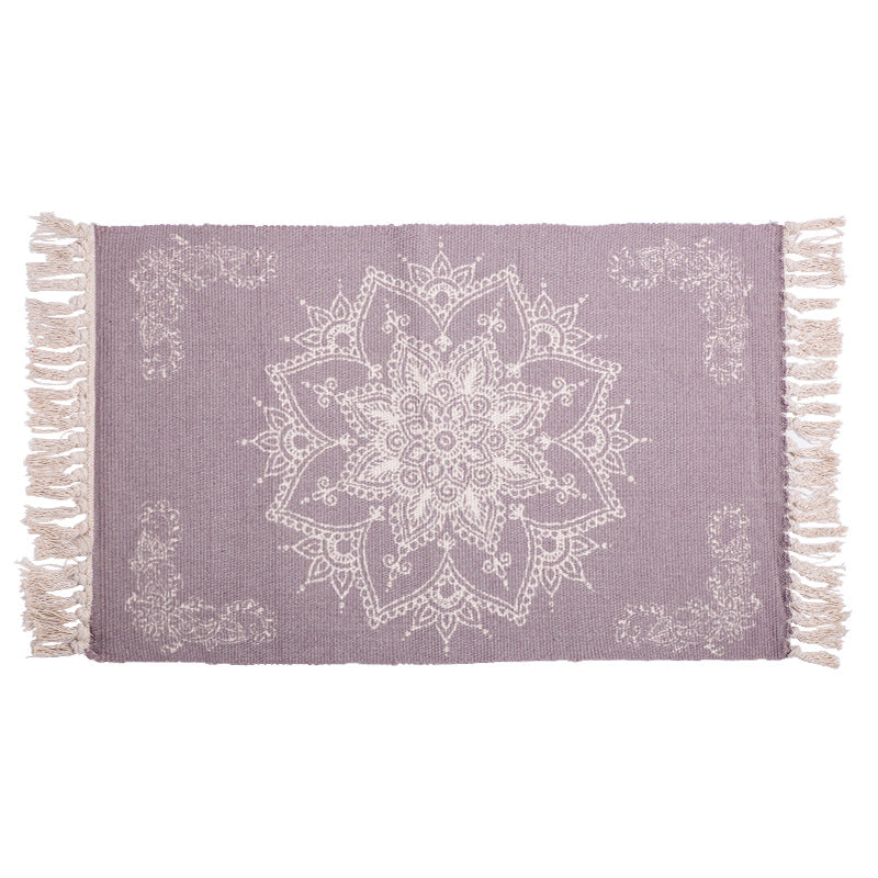 Decorative runner for dining table and console in Boho-Mandala design with fringes