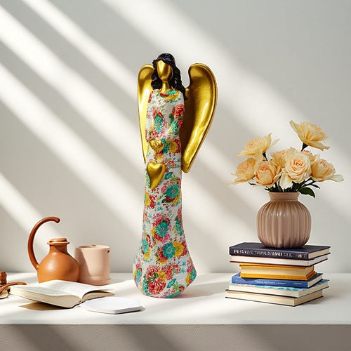 Engel Statue with Flower Pattern