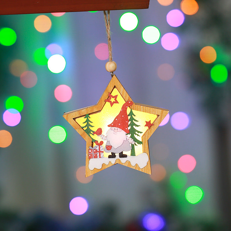Decorative wooden star with Christmas motif