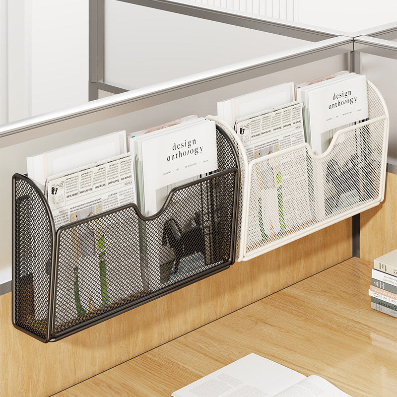 Metal Mesh Partition-Mounted Magazine & File Organizer