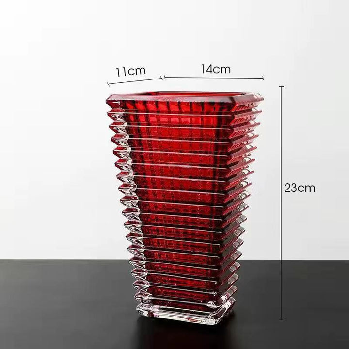 Geometric Red Glass Vase