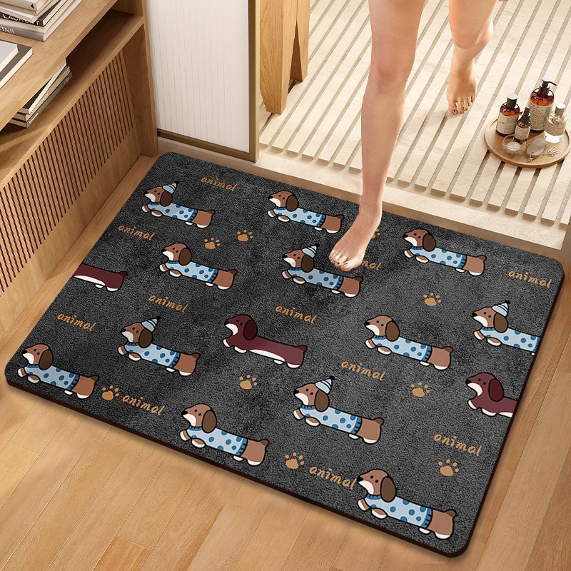 Cartoon Dog-Themed Bath Mat for Bathroom