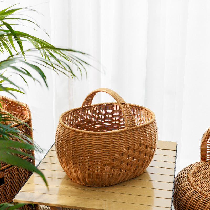 Handwoven Storage Basket with Handle
