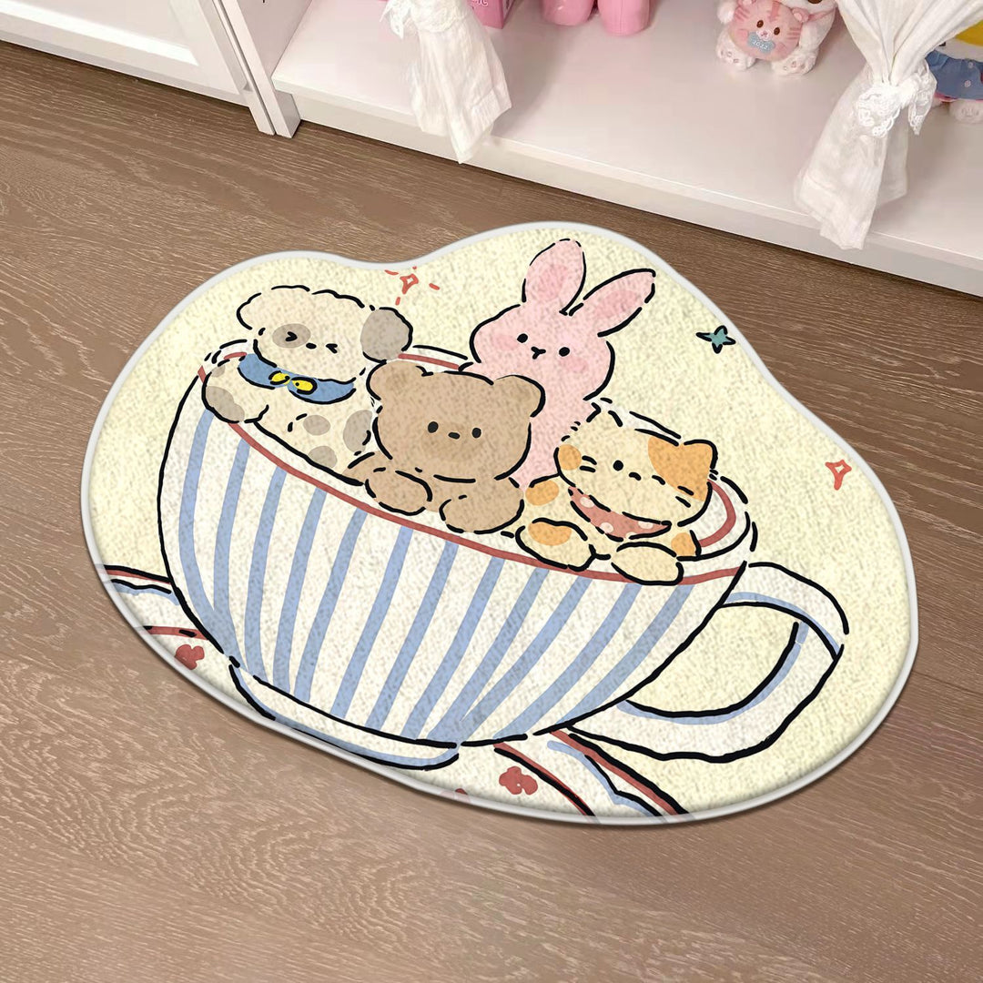 Children's Playful Cat-Shaped Area Mat