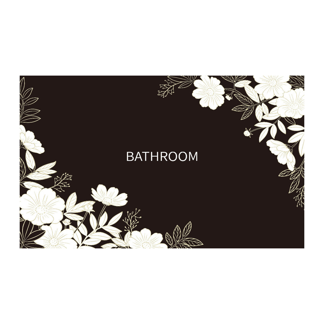 Absorbent Anti-Slip Bathroom Door Mat with Floral Corner Print and Quick-Dry Microfiber Surface