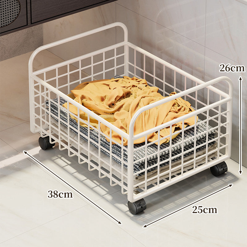 Metal Grid Storage Basket with Carry Handles for Shelving and Cabinet Organization