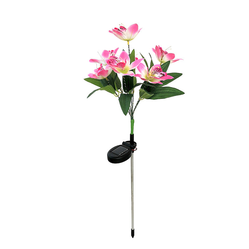 Solar-powered LED decorative flower garden stakes