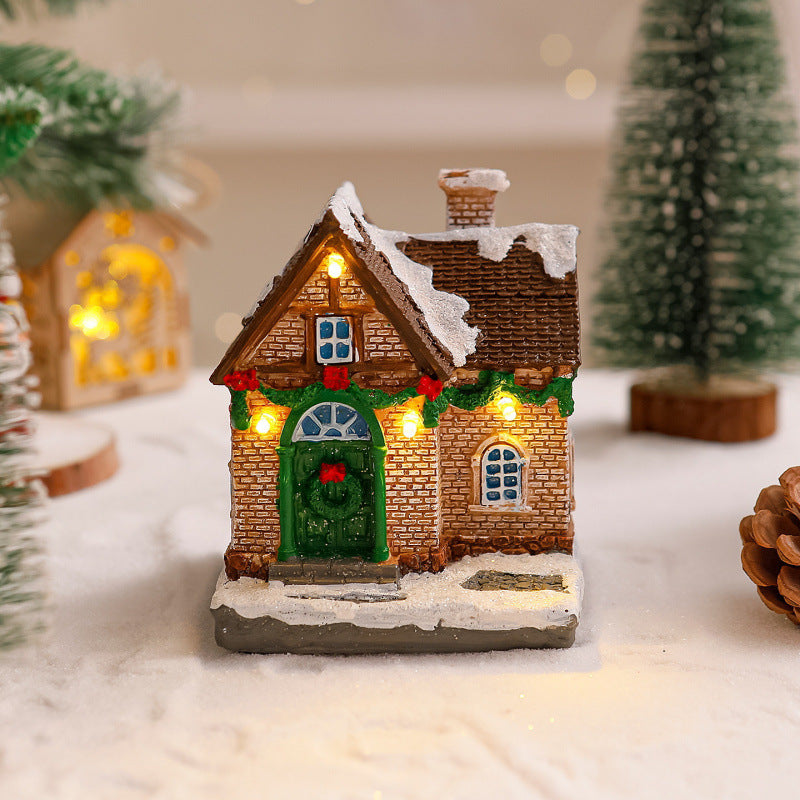 Decorative Christmas village with lights