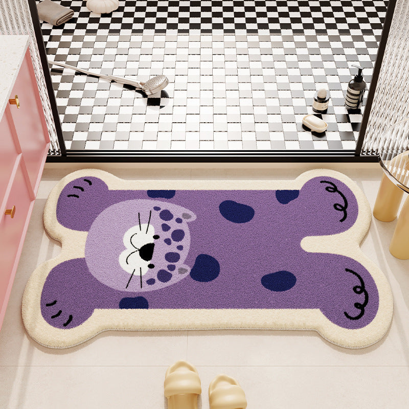Cartoon Bear-Shaped Plush Bath Rug for Bathroom