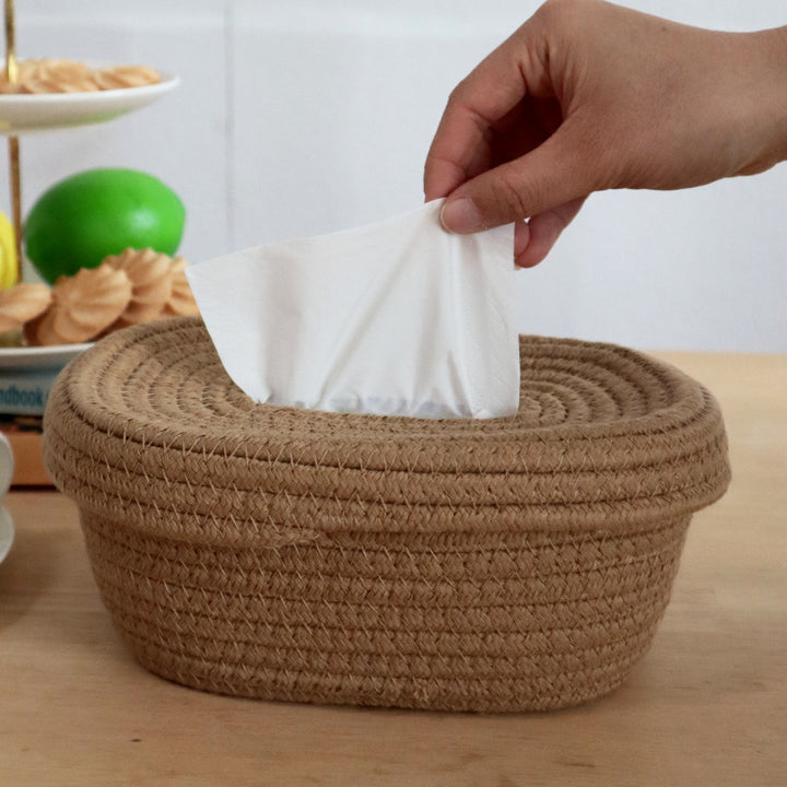 Elegant storage basket made of woven natural material