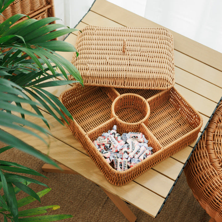 Multi-Compartment Woven Storage Basket