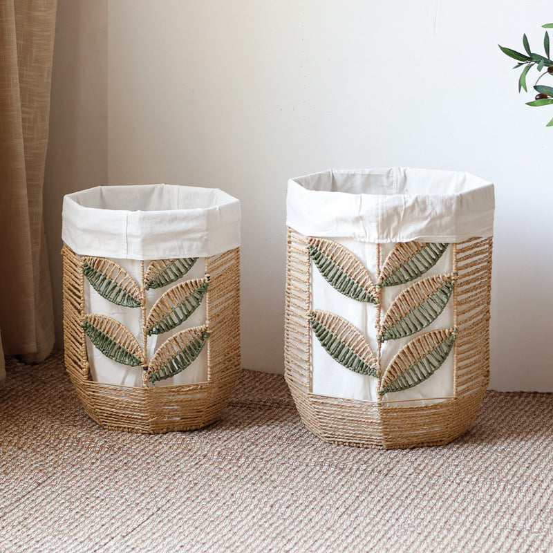 Storage basket with plant design
