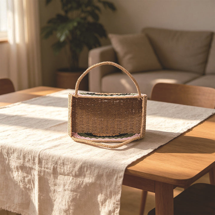 Woven Straw Rainbow Tote