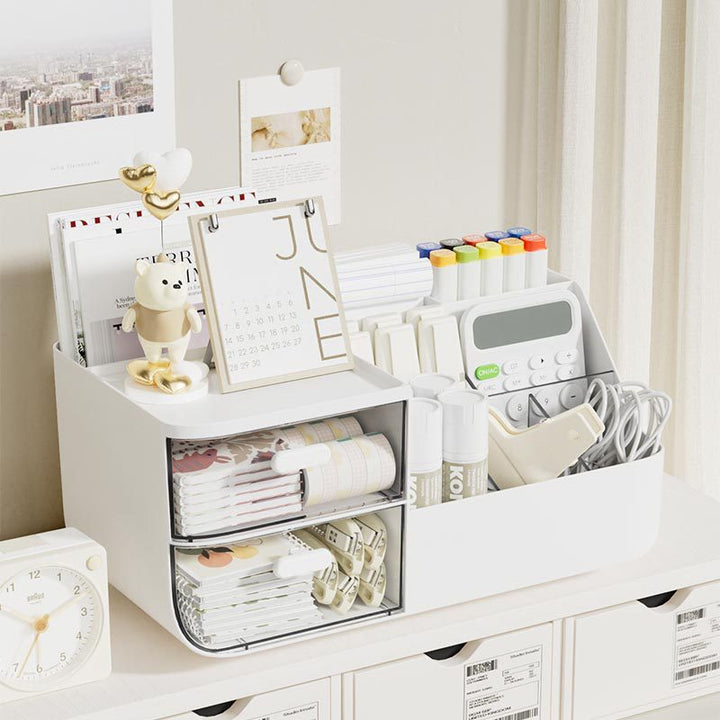 Multi-Functional Desk Organizer with Drawers and Compartments