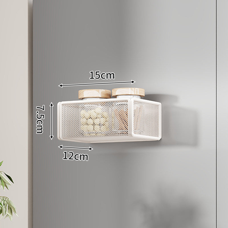 Wall-Mounted Mesh Floating Storage Shelf for Pantry Bathroom and Kitchen
