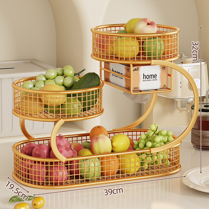 Three-Tier Metal Kitchen Fruit and Vegetable Storage Organizer