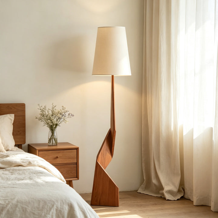 Artistic wooden floor lamp