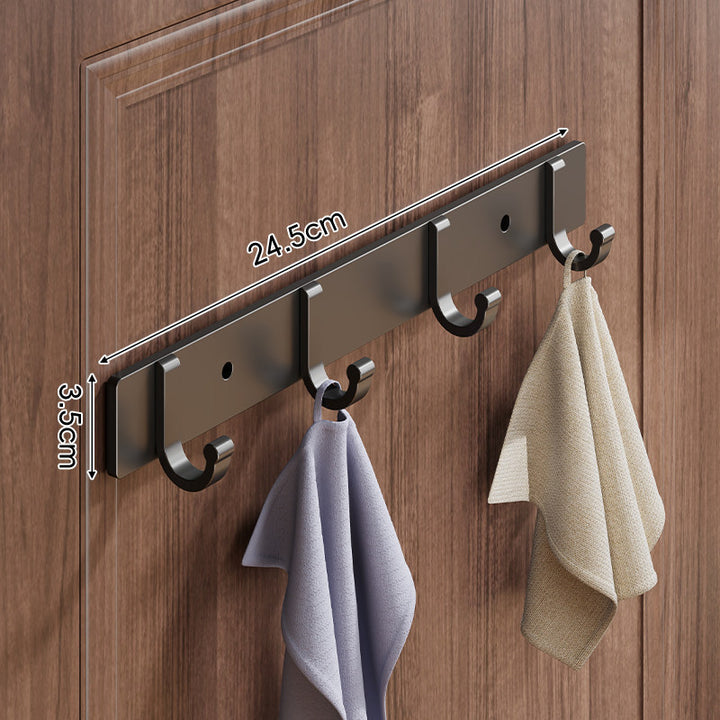 Wall-Mounted Slim Metal Multi-Hook Rack with Curved Hooks and Concealed Mount