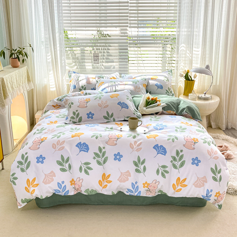 Playful Floral Cartoon Duvet Cover Set