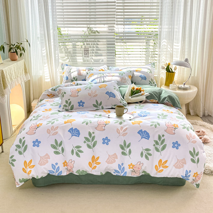 Playful Floral Cartoon Duvet Cover Set