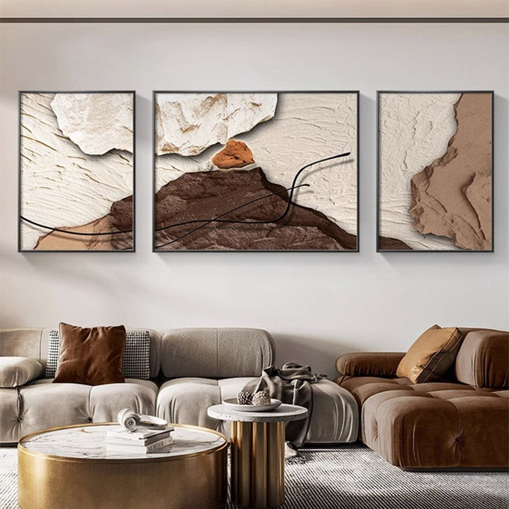 Abstract Textured Triptych Wall Art