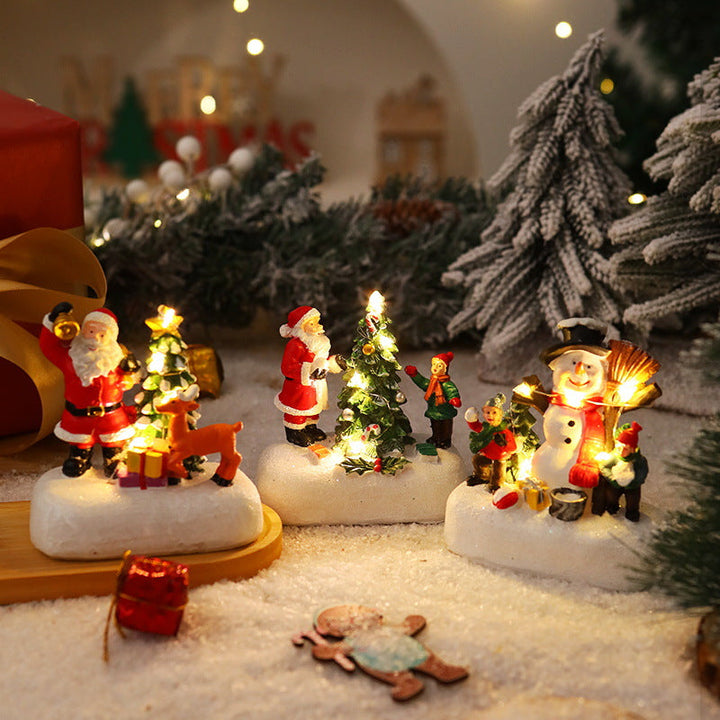 Illuminated Christmas figure with Christmas tree