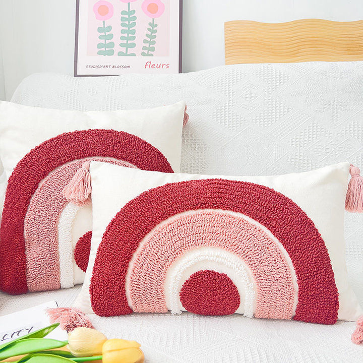 Textured Boho Rainbow Throw Pillow