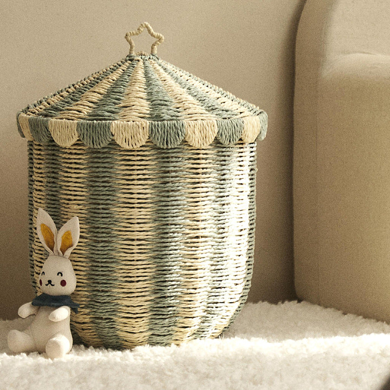 Handmade storage basket in playful design