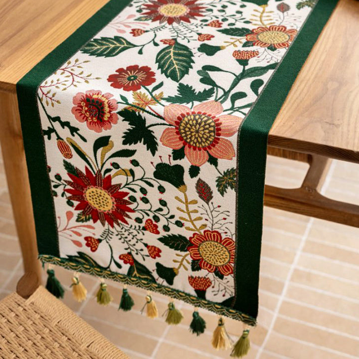 Floral Embroidered Table Runner