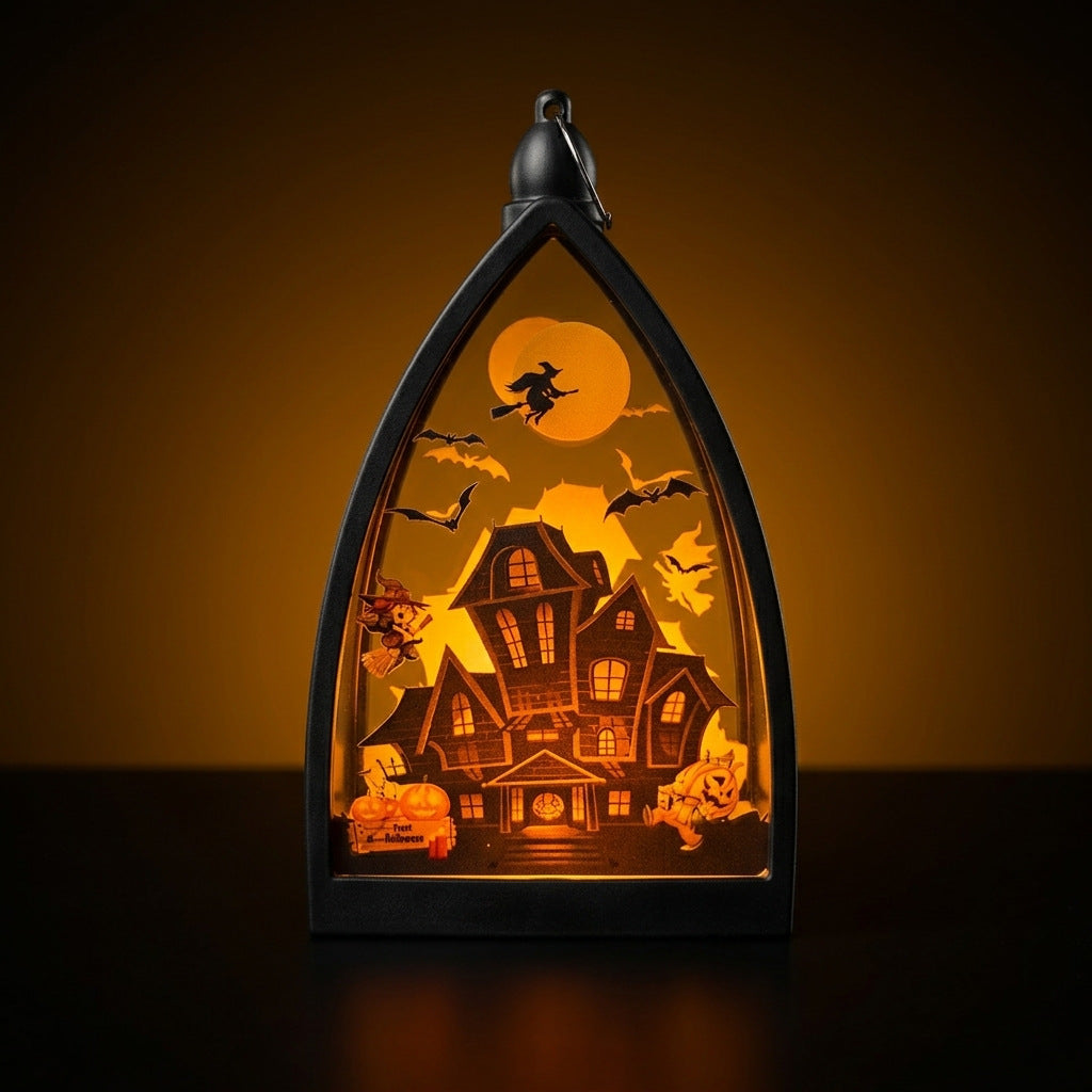 Layered Halloween Gothic Bow LED Lantern