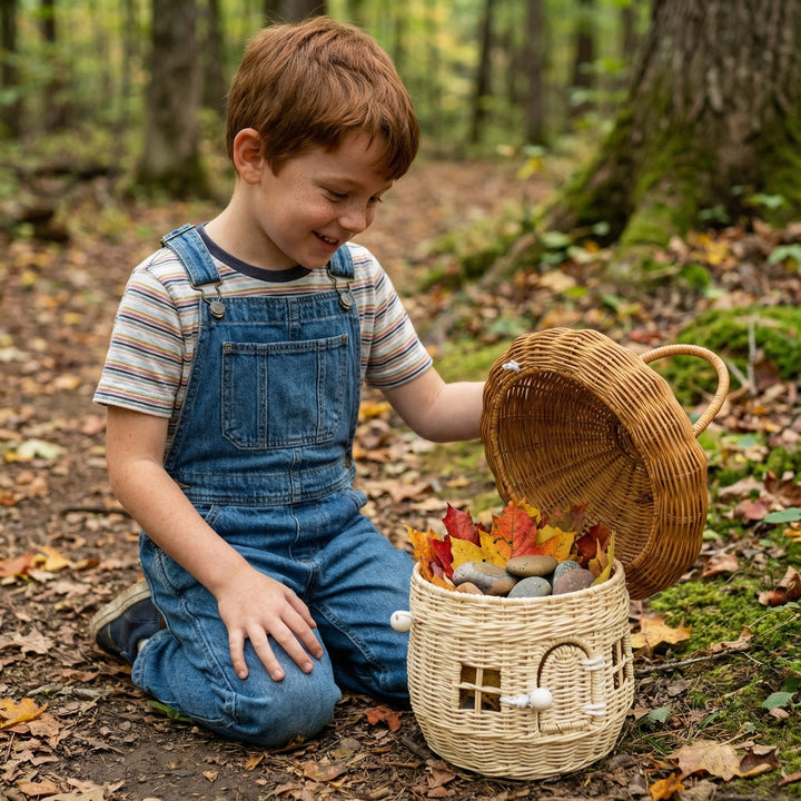 House-shaped storage basket