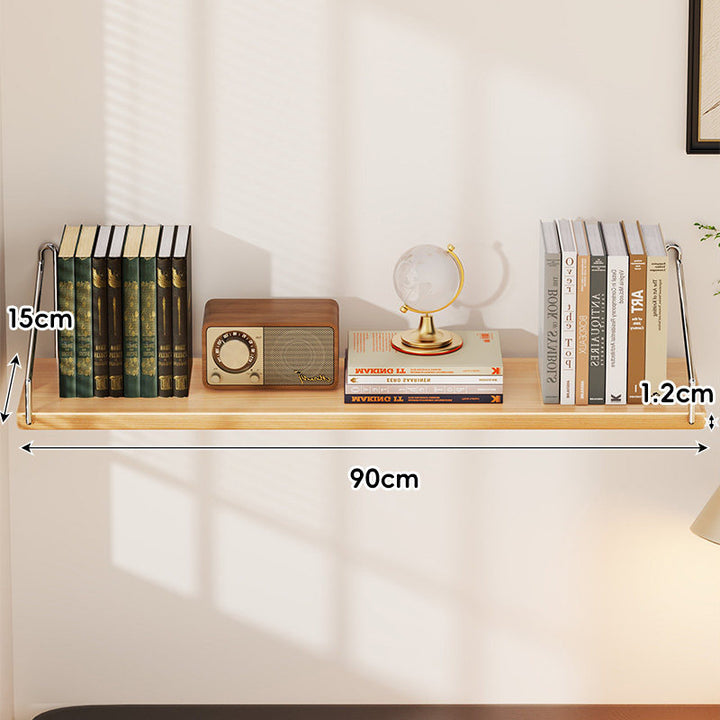 Floating Wall Shelf with Minimal Metal Bracket and Oak Veneer