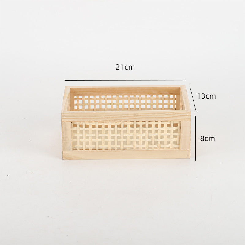 Stylish storage box made of wood and rattan