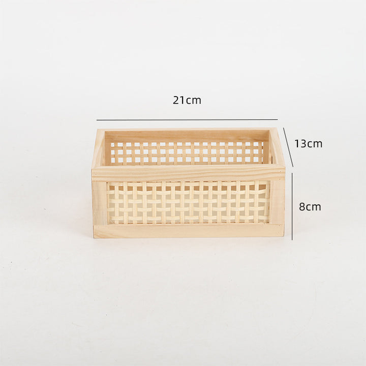 Stylish storage box made of wood and rattan