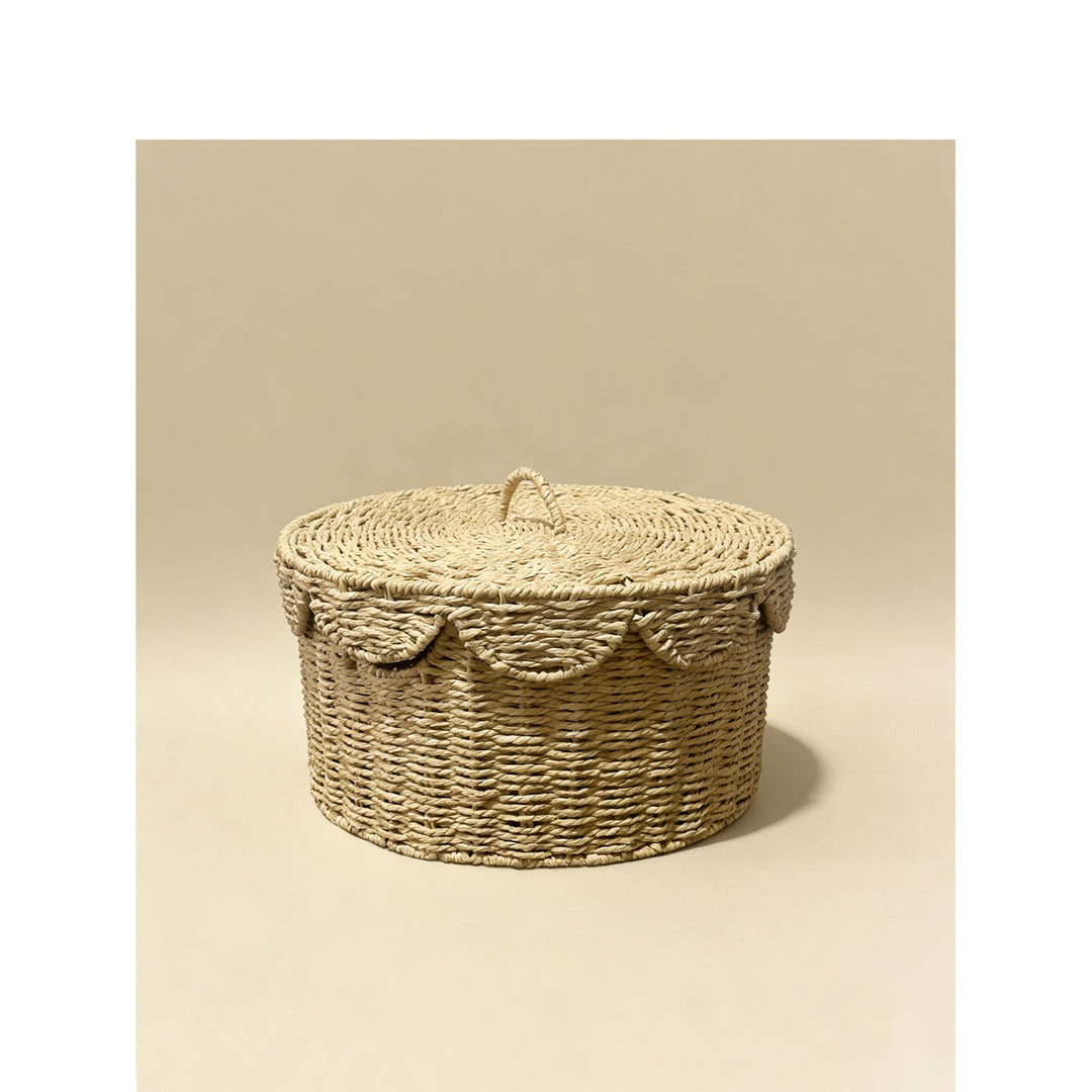 Decorative storage basket with lid