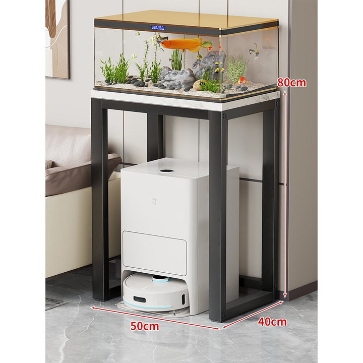 Modern Metal Frame Aquarium Console Table with Integrated LED Hood