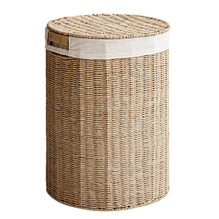 Stylish laundry basket made of natural material