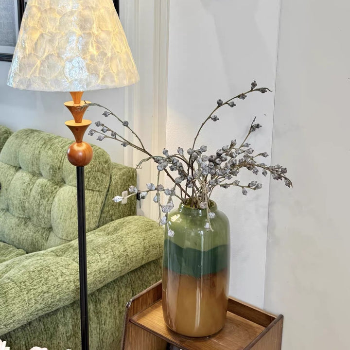 Hand-Blown Gradient Tall Ceramic Decorative Vase with Narrow Mouth