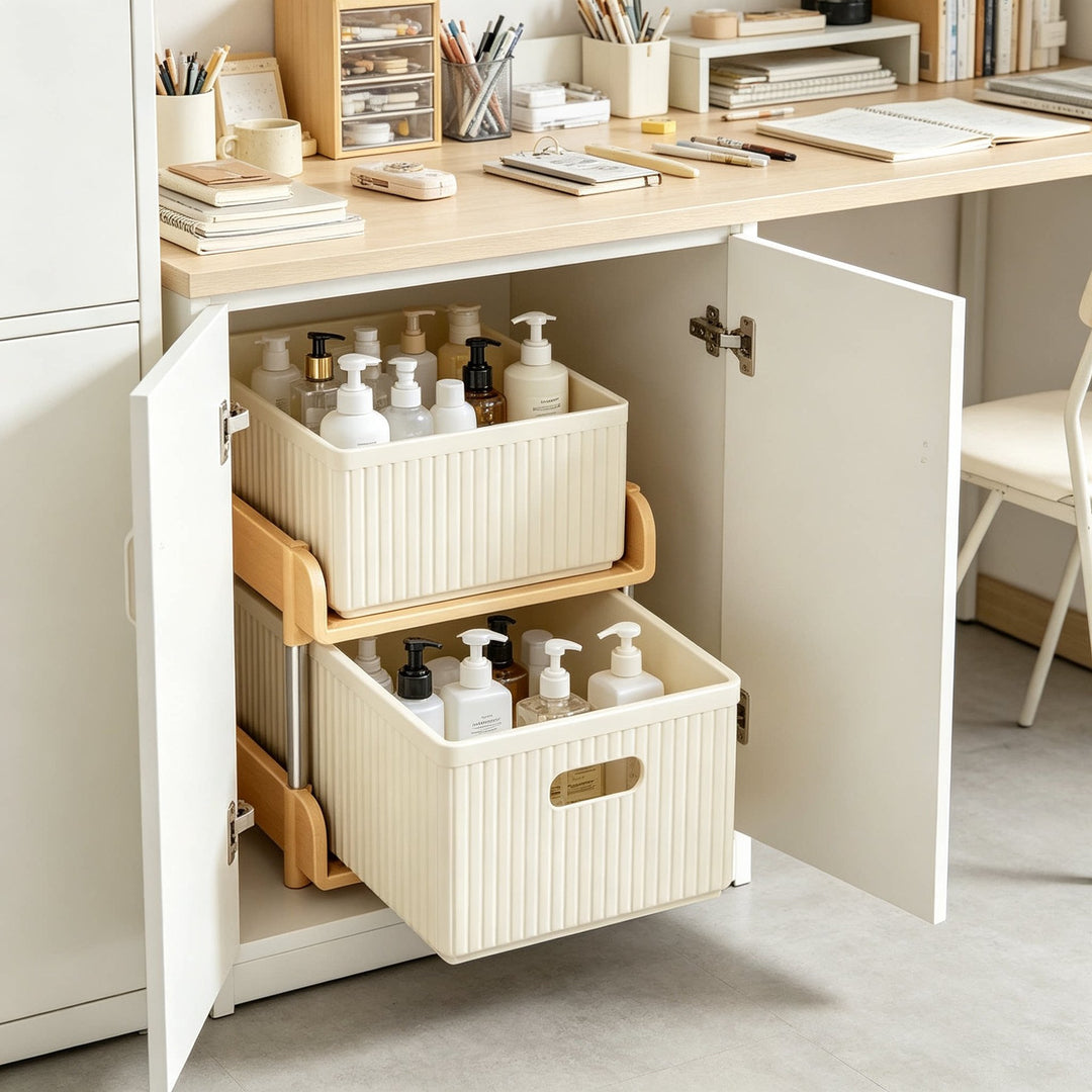 Slim Rolling Gap Storage Cart with Removable Inner Bin and Top Organizer