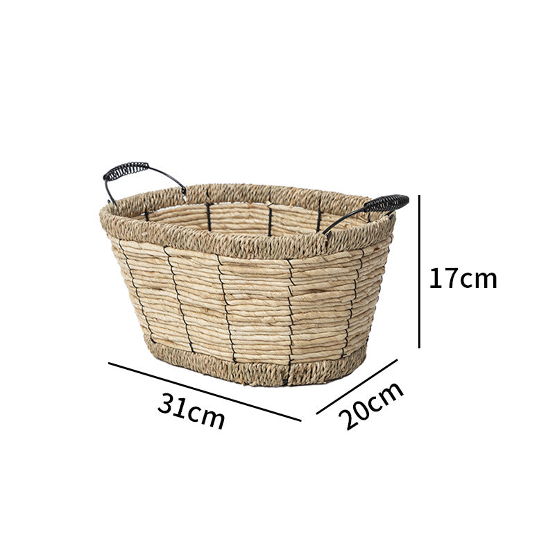 Practical storage basket with stainless steel handles