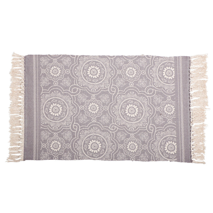 Decorative runner for dining table and console in Boho-Mandala design with fringes
